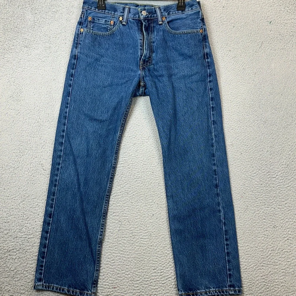 Levis 505 Jeans Mens 32X29 Regular Fit Blue Straight Leg Medium Wash Denim EUC